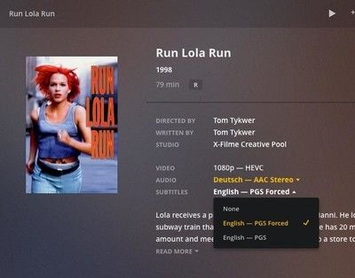 Plex позволяет легко устанавливать звуковые дорожки и дорожки субтитров для любого файла MKV.