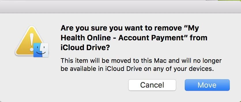 Удаление файлов рабочего стола из iCloud Drive