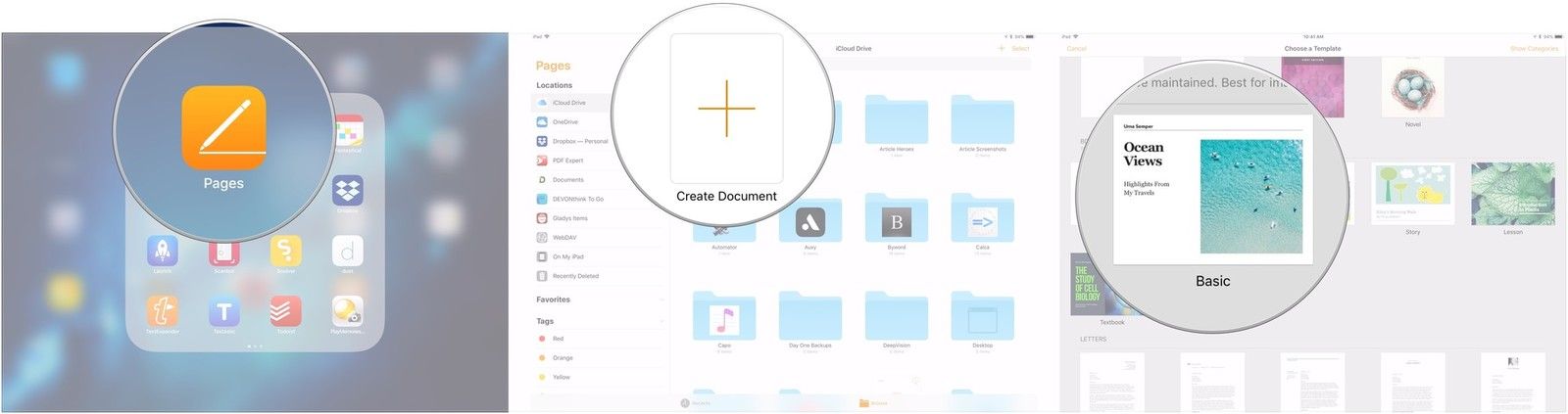 Откройте Страницы, нажмите &laquo;Создать документ&raquo;, выберите шаблон