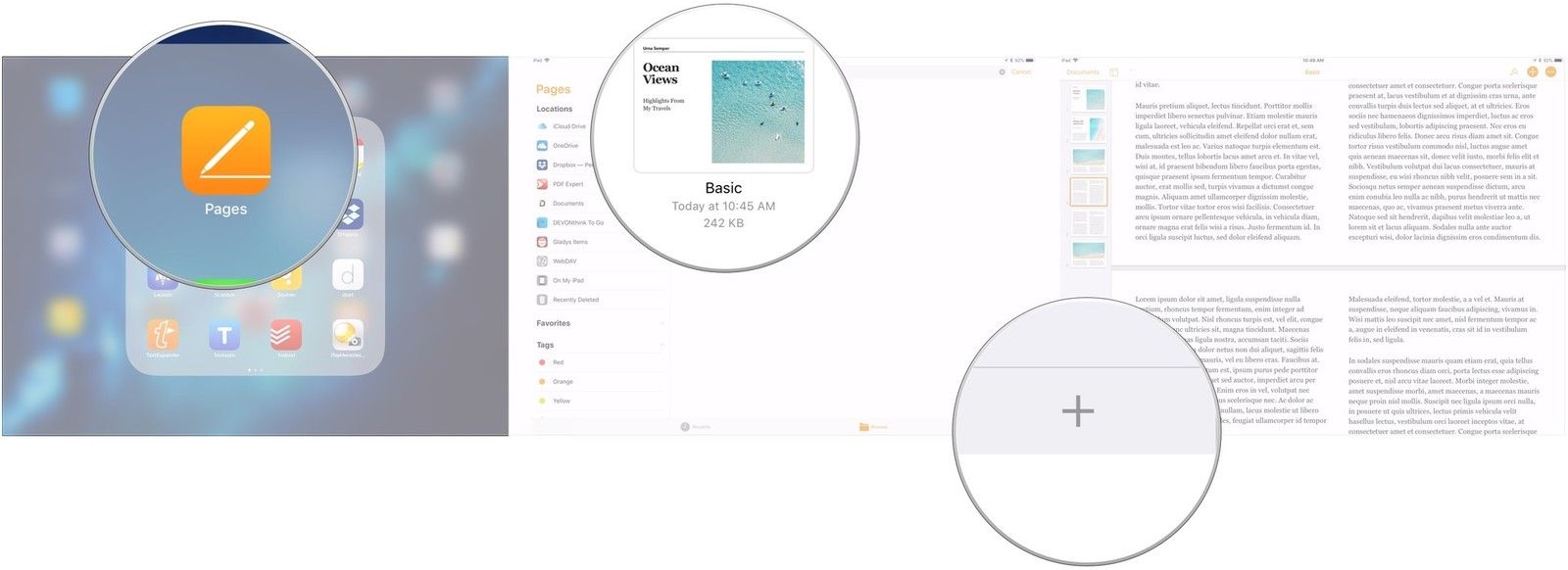 Откройте страницы, нажмите книгу, нажмите +