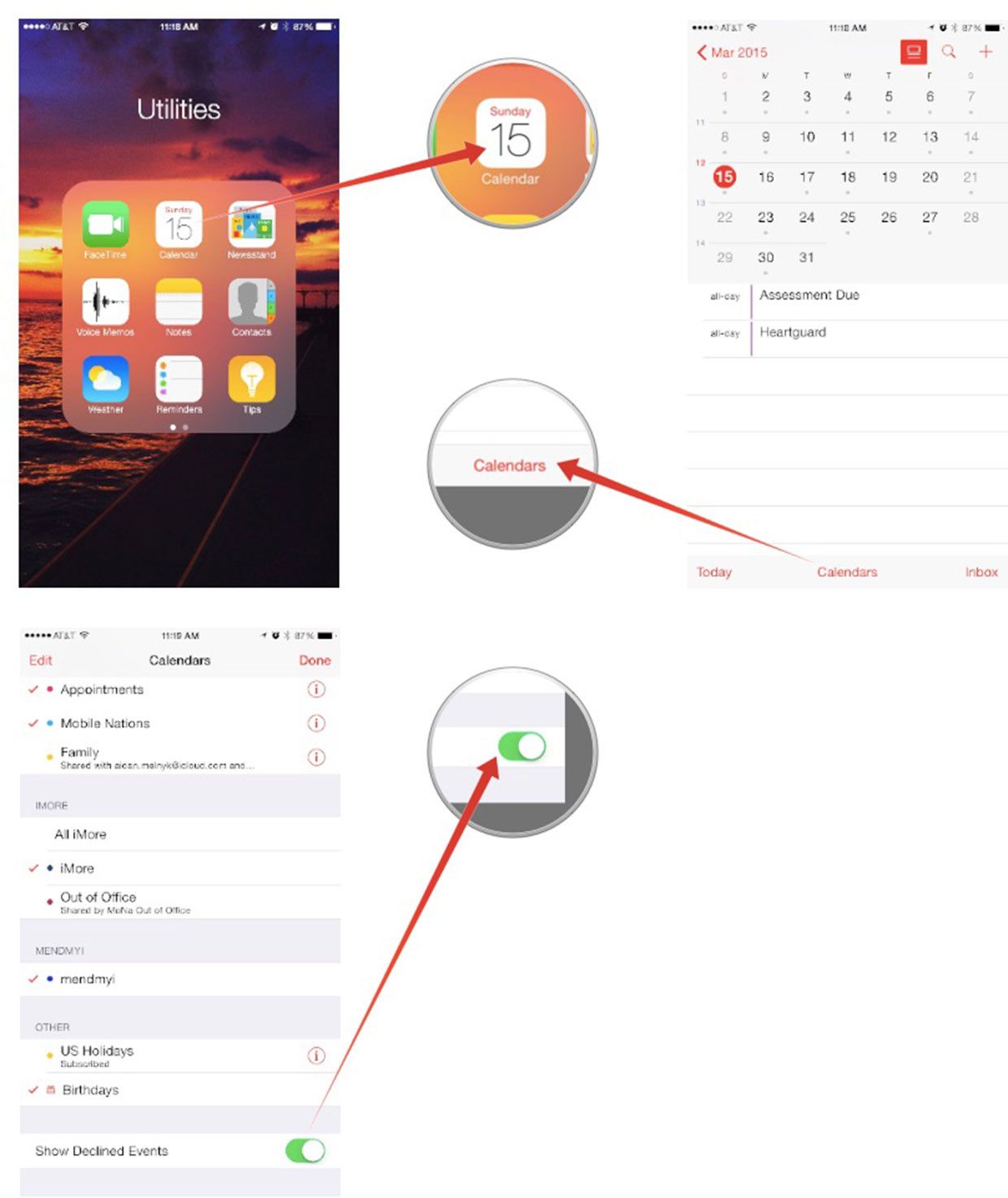 Как отобразить отклоненные события в Календаре для iPhone и iPad
