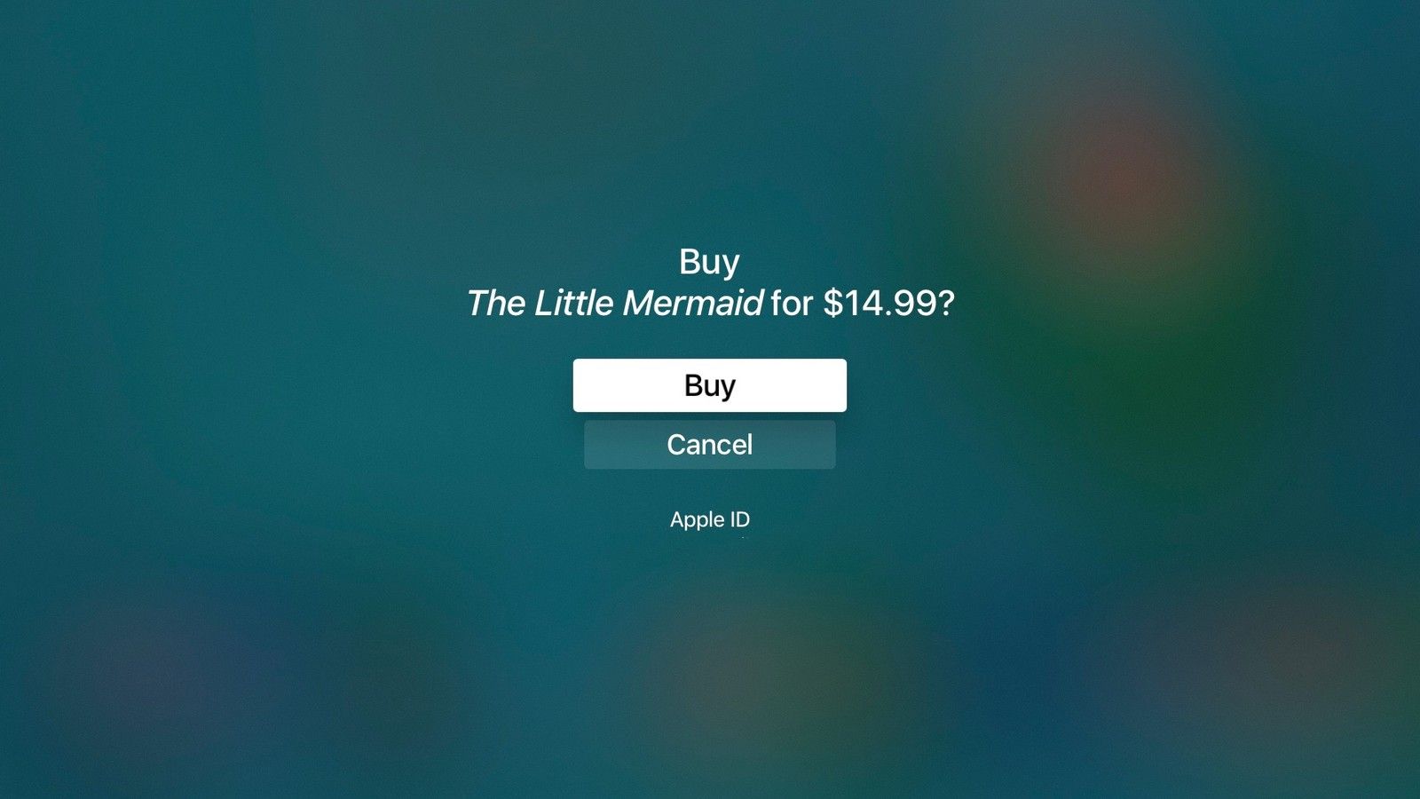 Подтверждение покупки на Apple TV