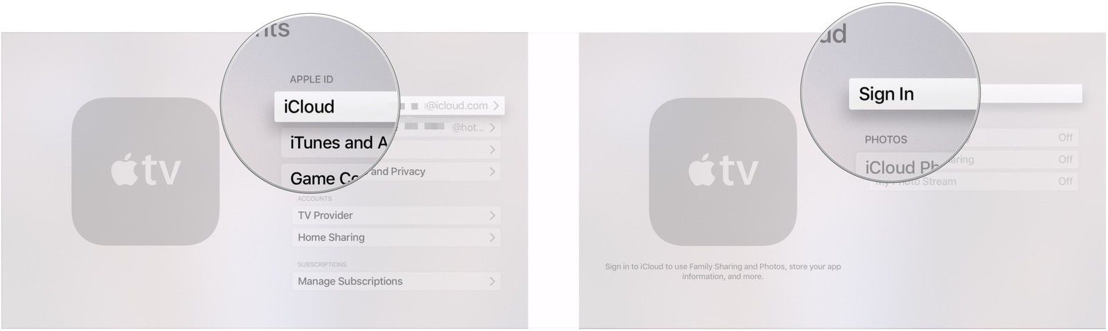 Нажмите на тип учетной записи, войдите в систему