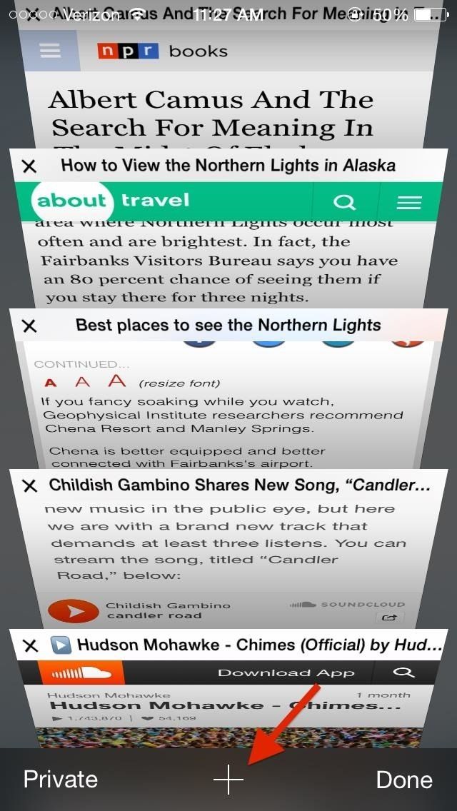 Быстрый и простой секрет, чтобы открыть случайно закрытые вкладки в iOS 8's Safari