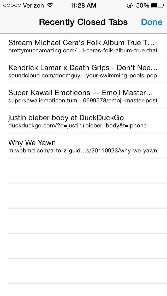 Быстрый и простой секрет, чтобы открыть случайно закрытые вкладки в iOS 8's Safari