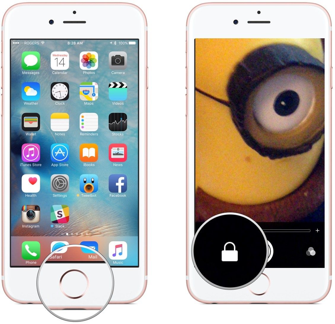 Трижды нажмите кнопку «Домой», нажмите кнопку блокировки фокуса