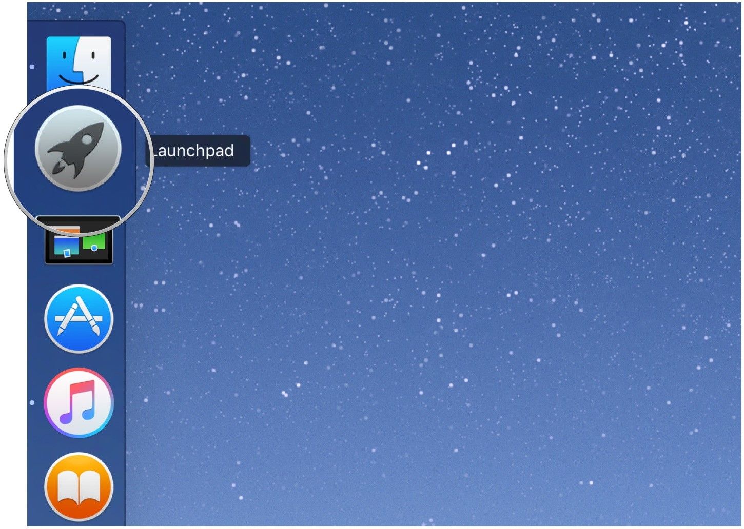 Откройте Launchpad из вашей Dock