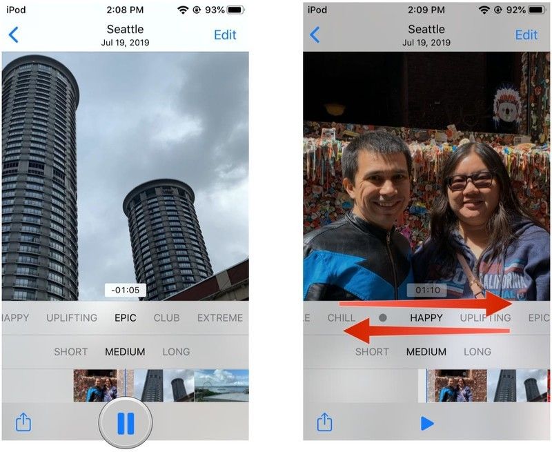 Воспроизведение слайд-шоу, пауза, чтобы поднять темы