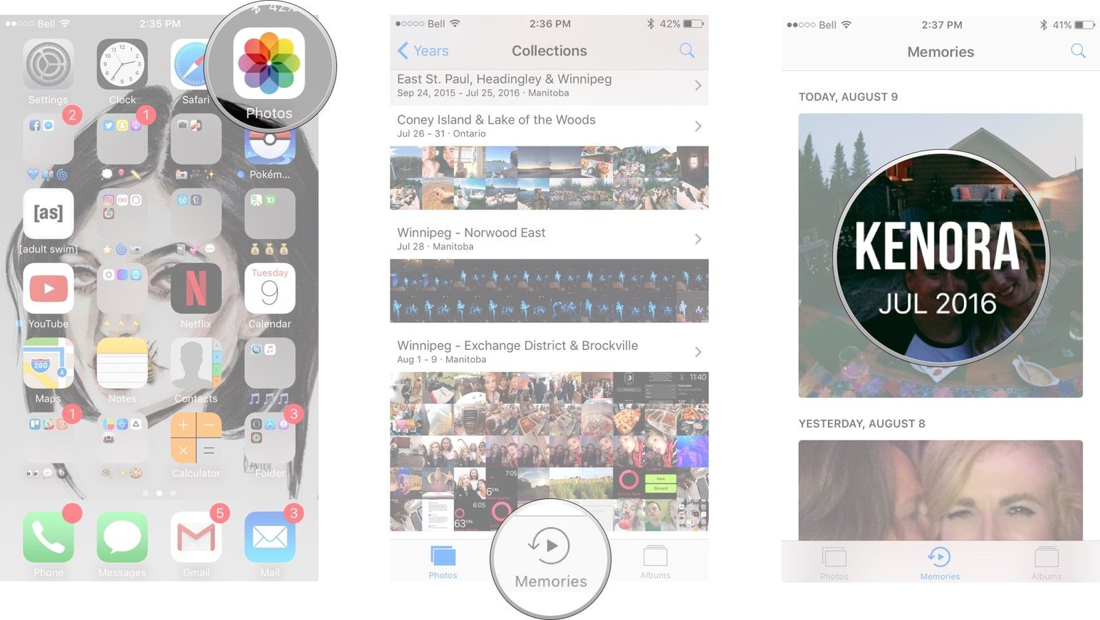 Запустите приложение «Фотографии» на главном экране, нажмите «Воспоминания» и выберите нужную память.