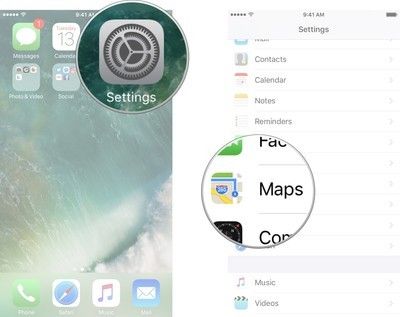 Запустите приложение «Настройки» на главном экране, а затем нажмите «Карты».