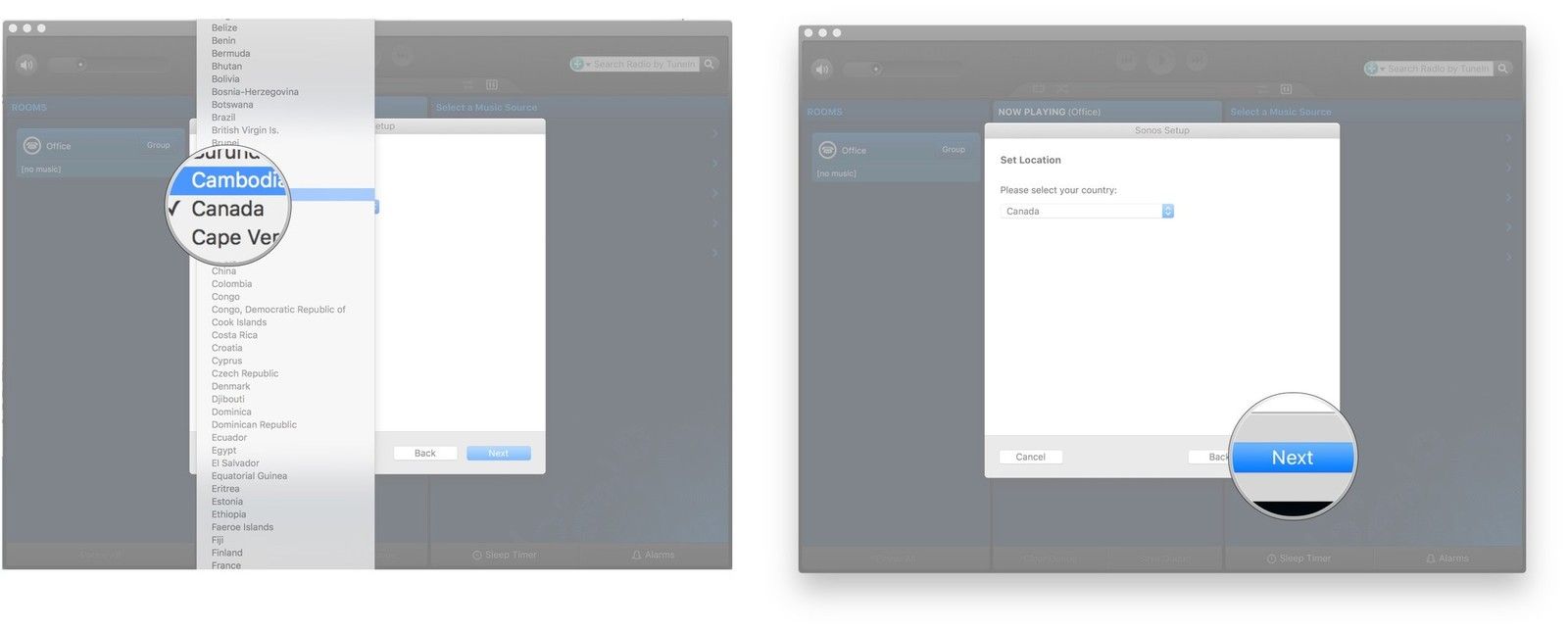 Нажмите выпадающее меню, выберите свою страну, нажмите Далее