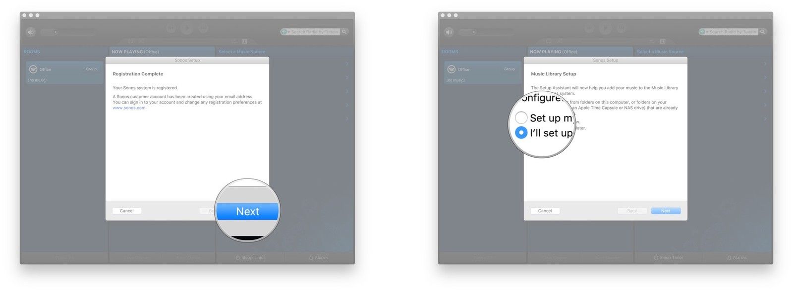 Нажмите «Далее», выберите, хотите ли вы сейчас настроить свою музыкальную библиотеку.