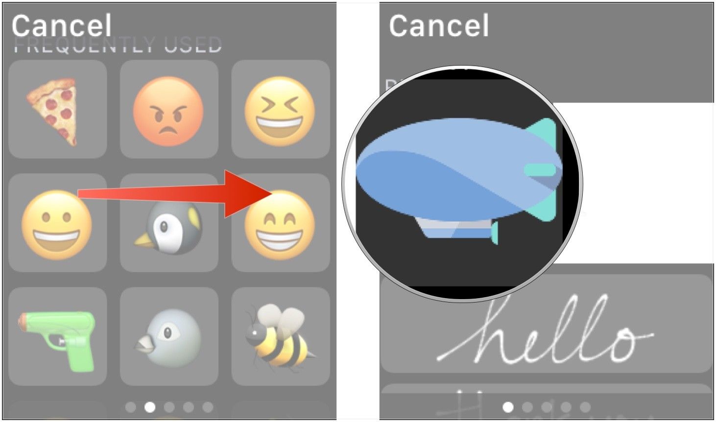 Проведите вправо для последних, нажмите наклейку