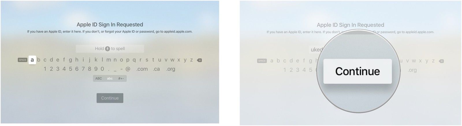 Введите свой Apple Id и выберите продолжить.