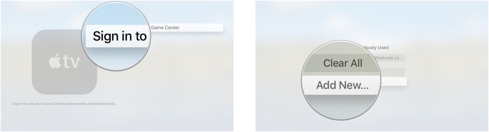 Выберите Войти в Game Center, а затем выберите Добавить новый.