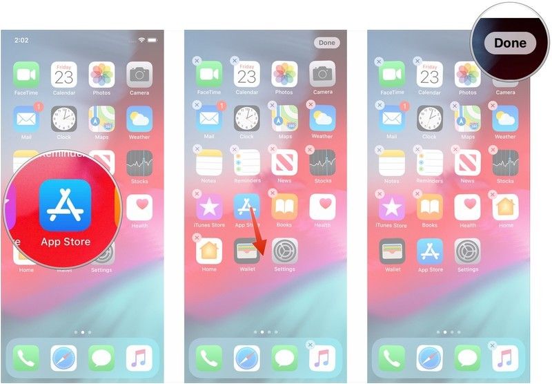 Нажмите и удерживайте, чтобы войти в режим редактирования, значок дракона, нажмите «Готово».