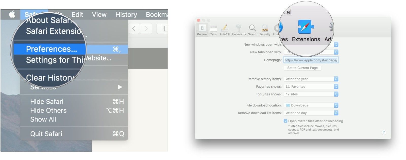 Нажмите Настройки, нажмите Расширения