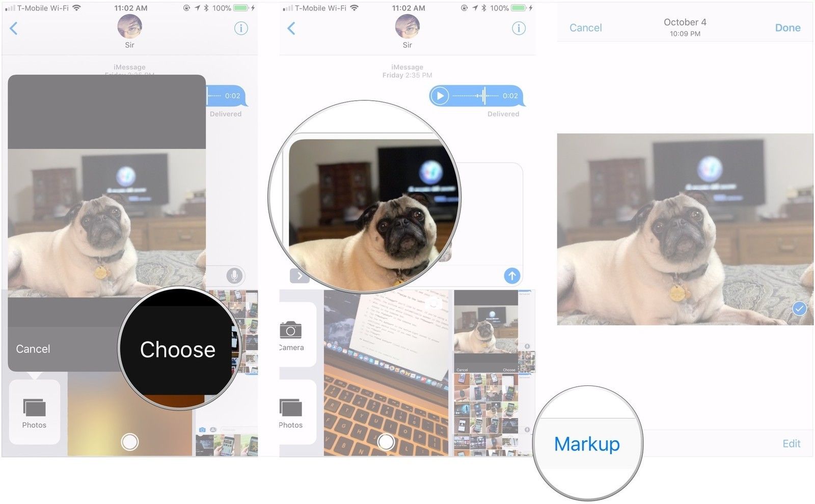 Нажмите «Выбрать», нажмите «Фото», нажмите «Разметка».