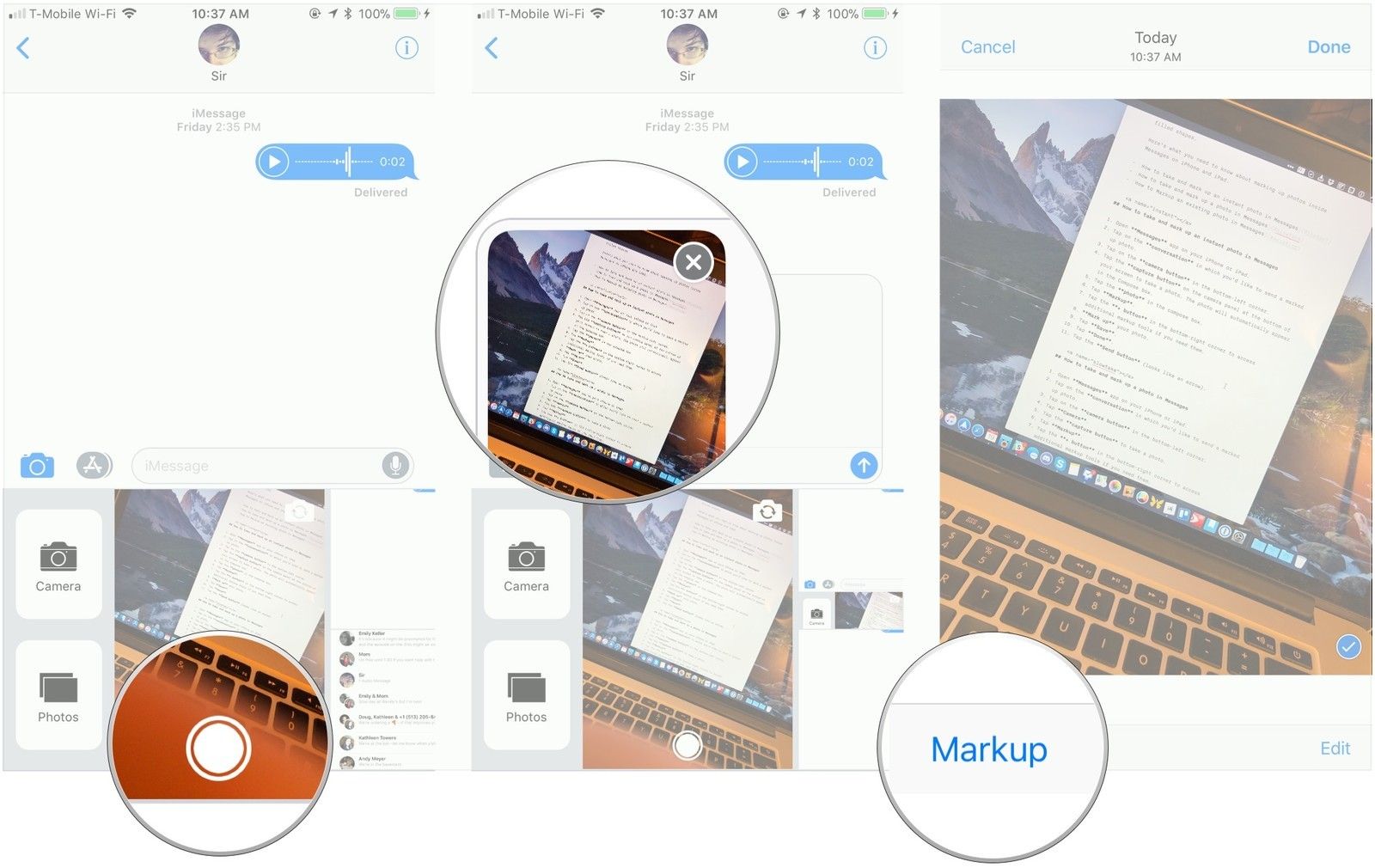 Нажмите кнопку захвата, нажмите фото, нажмите Разметка
