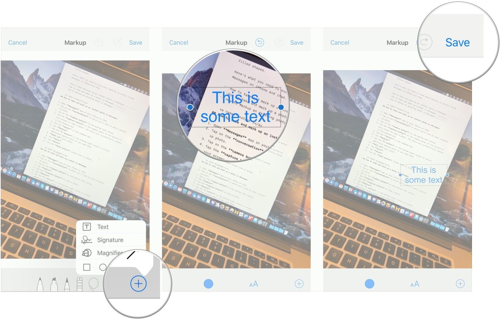 Нажмите +, разметить фотографию, нажмите Сохранить