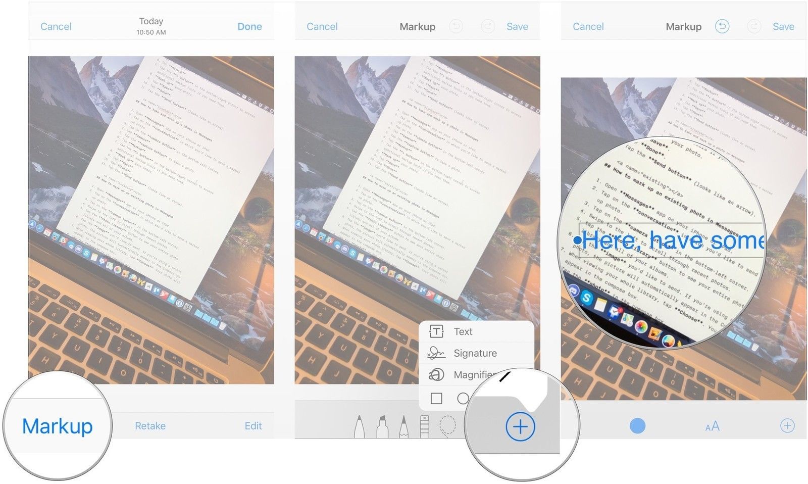 Нажмите Разметка, нажмите +, разметить