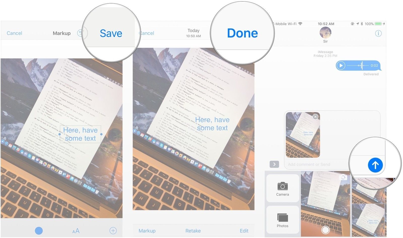 Нажмите Сохранить, нажмите Готово, нажмите Отправить