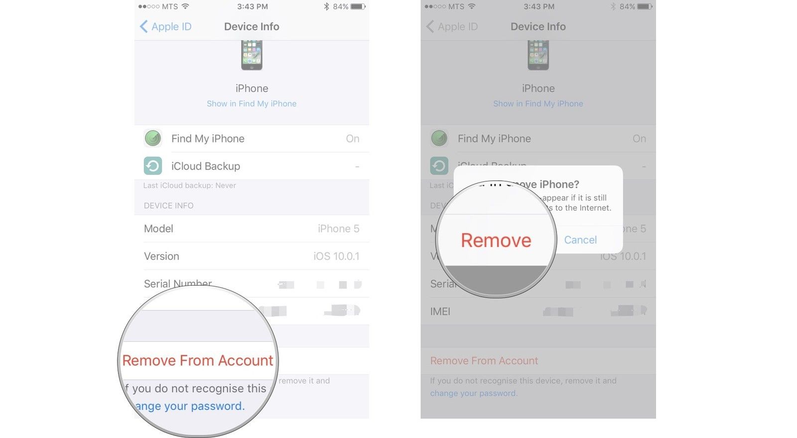 Нажмите «Удалить из учетной записи», нажмите «Удалить».