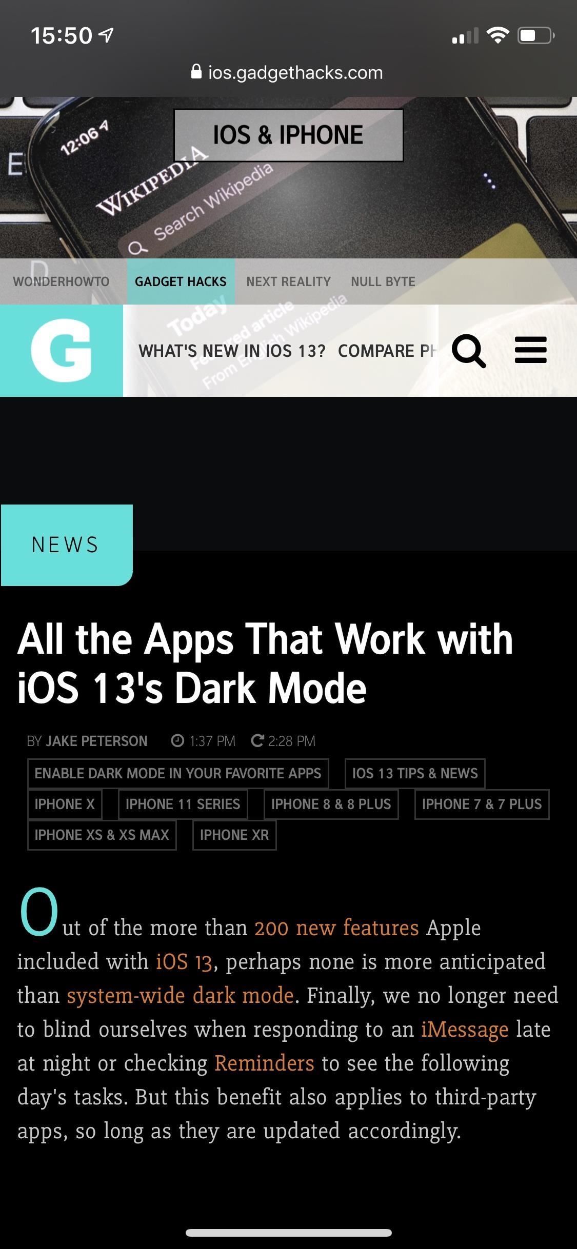 Как разблокировать Apple's 'Dark Mode' in iOS 11, 12 & 13 for iPhone
