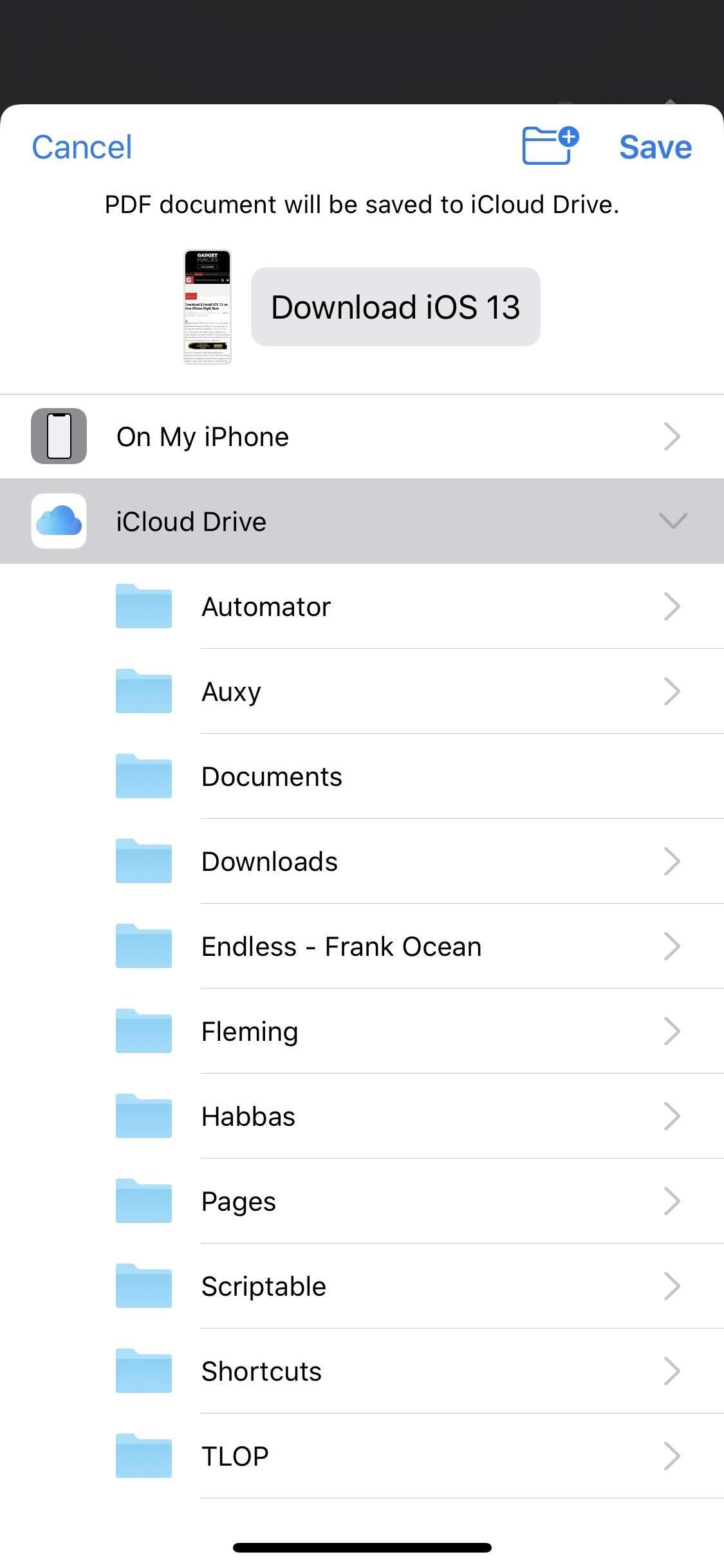 Как сделать скроллинг скриншотов целых веб-страниц в iOS 13's Safari for iPhone