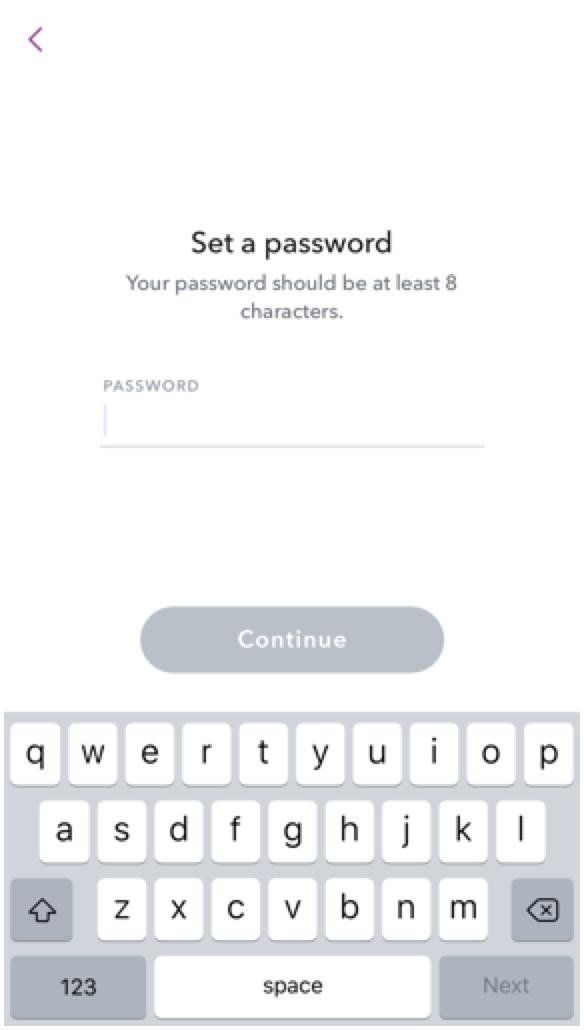 Установите пароль для Snapchat