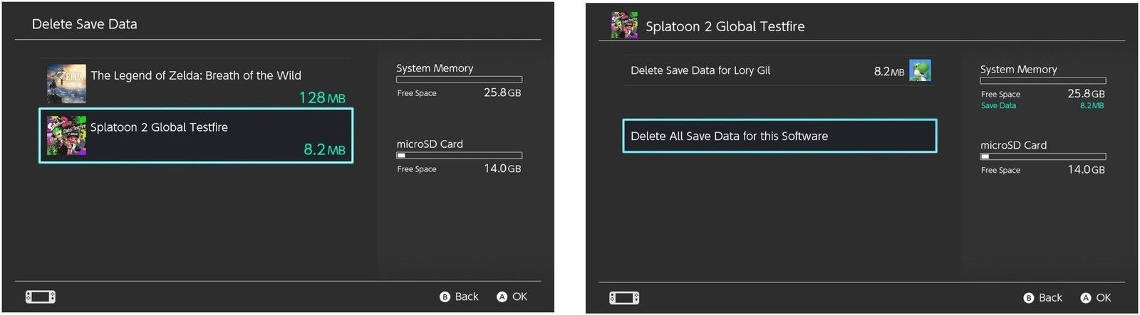 Выберите игру, затем выберите удалить сохранить данные