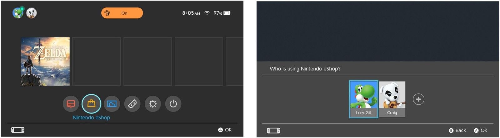 Выберите интернет-магазин, затем выберите профиль