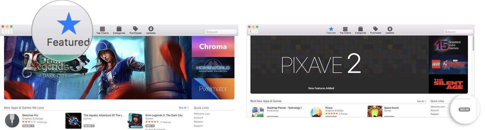 Проверка баланса вашего кредита в Mac App Store