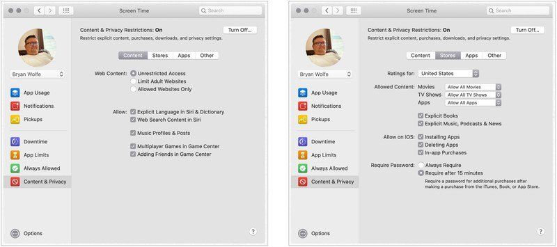 настройки контента настройки контента