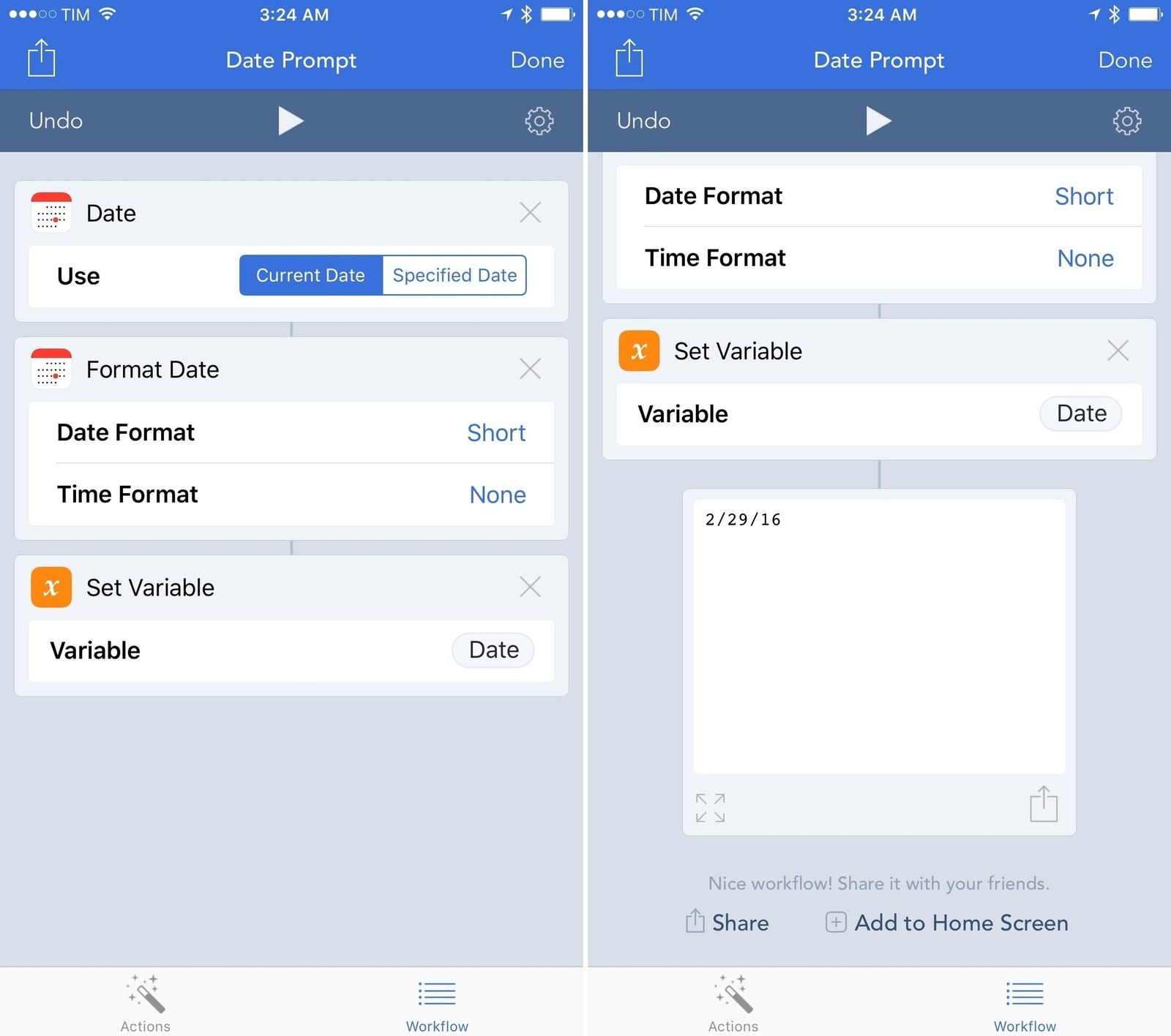Сохранение переменной даты