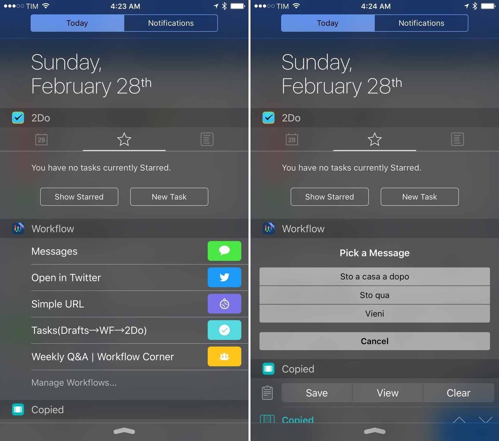 Рабочий процесс как виджет