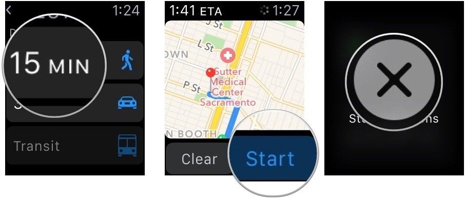 Проложить маршрут в Apple Maps на Apple Watch