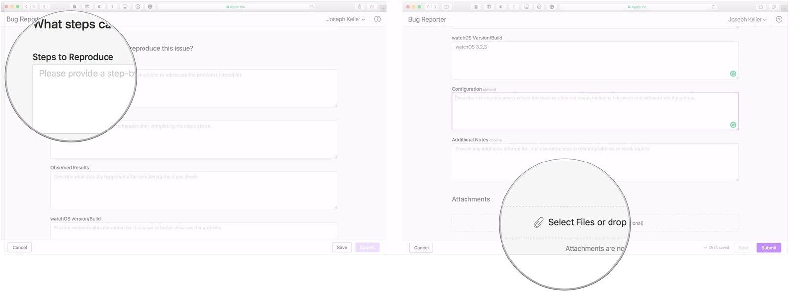 Заполните поля, добавьте вложения