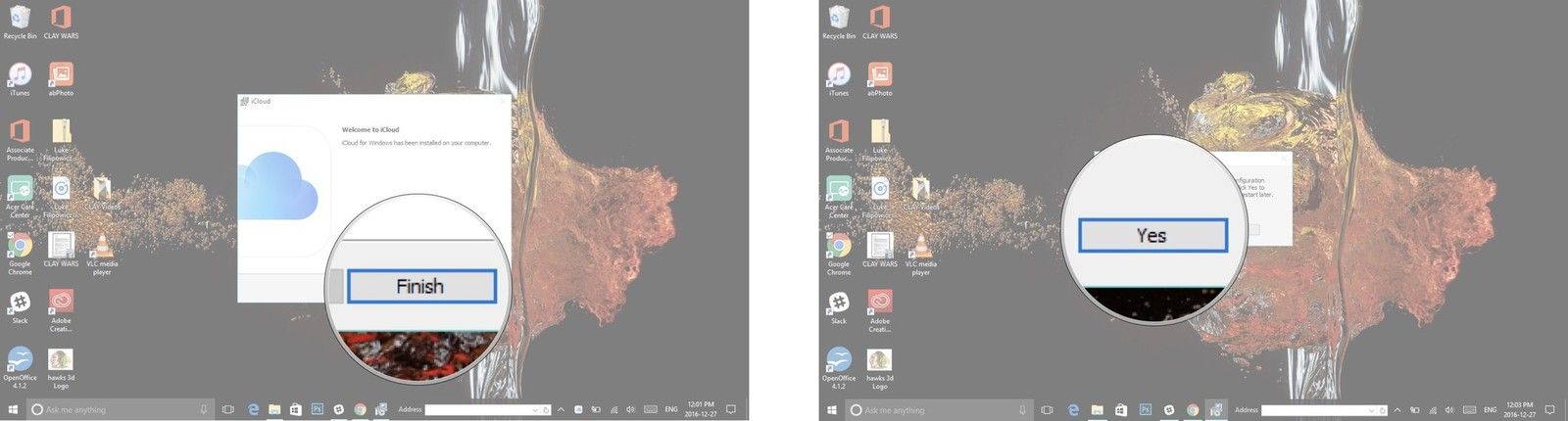 Нажмите Готово, а затем нажмите Да
