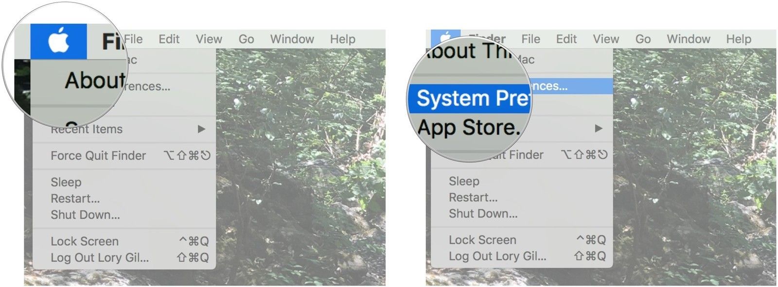 Нажмите на значок меню Apple, затем нажмите на Системные настройки