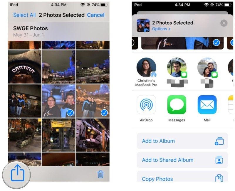 Нажмите «Поделиться», выберите способ обмена Нажмите «Поделиться», выберите способ обмена