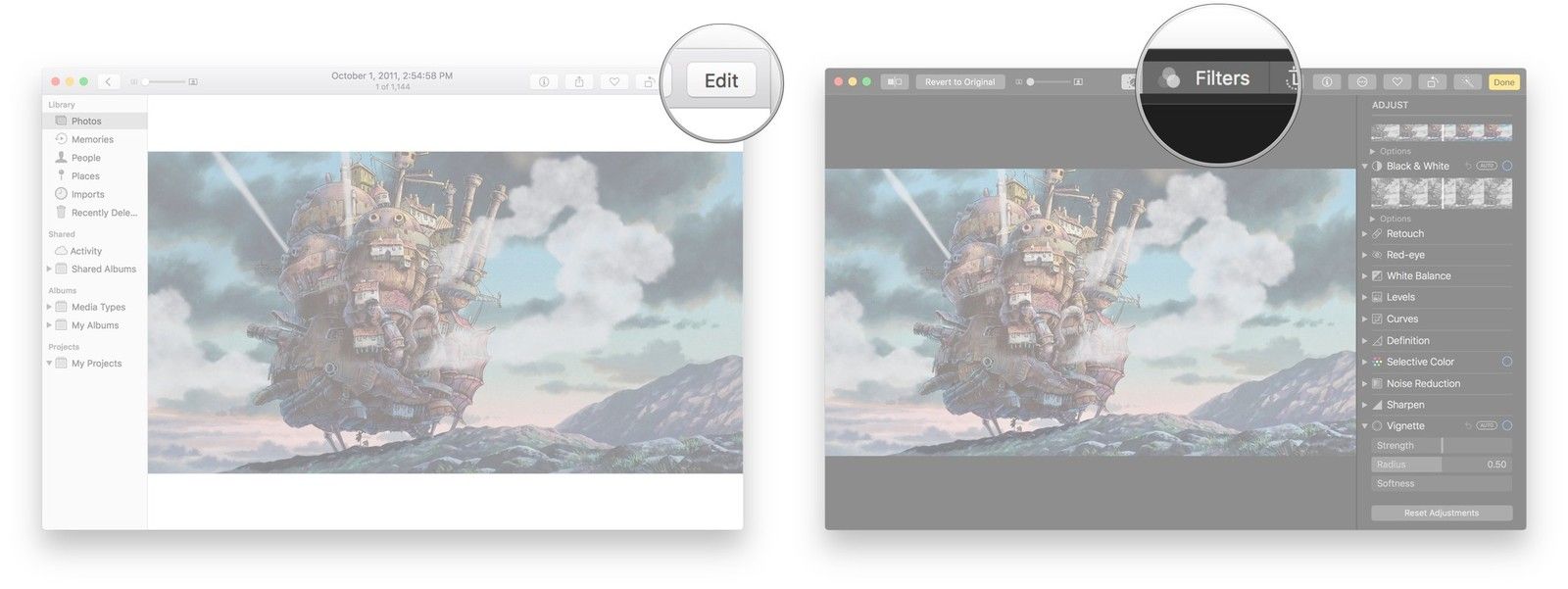 Нажмите Edit, нажмите Filters вверху окна.