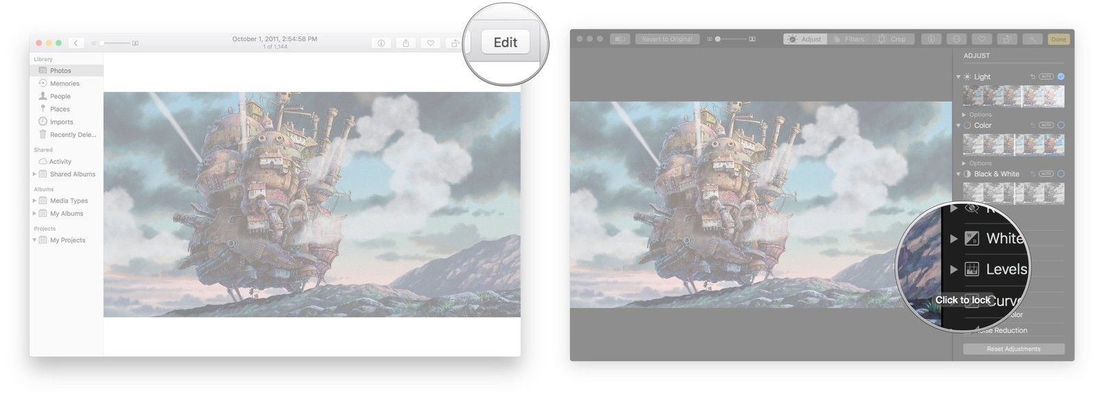 Нажмите Edit, нажмите стрелку рядом с настройкой, которую вы хотите сделать