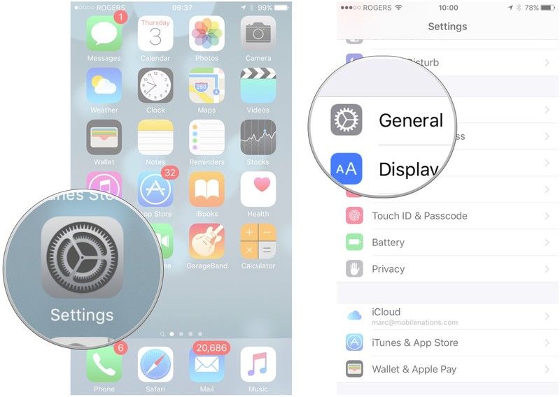 запустите приложение настроек, затем нажмите &laquo;Общие&raquo;