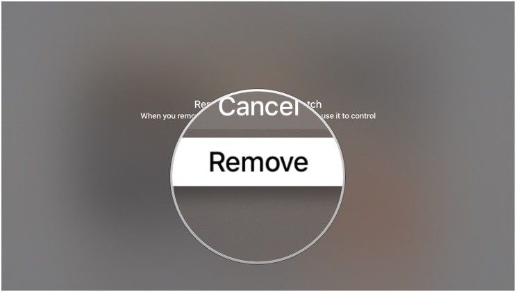 Удаление устройства в приложении Remote на Apple TV