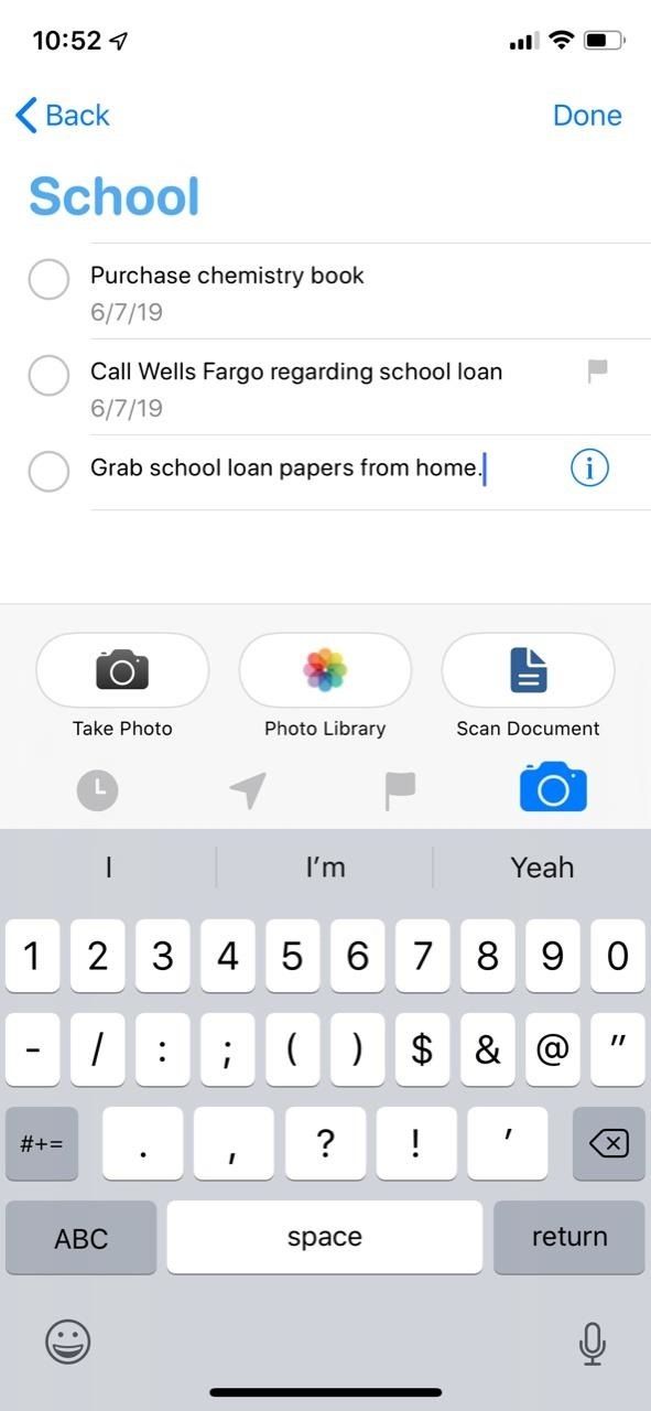 Используйте напоминание's New Quick Toolbar in iOS 13 to Add Times, Locations, Flags & Images to Tasks