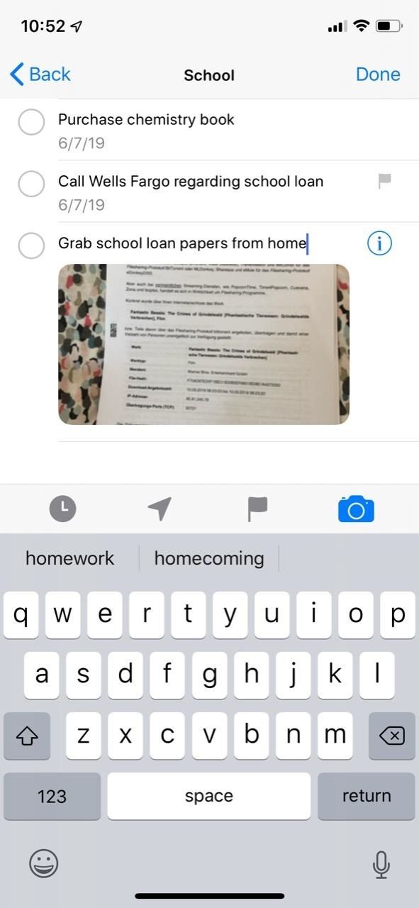 Используйте напоминание's New Quick Toolbar in iOS 13 to Add Times, Locations, Flags & Images to Tasks