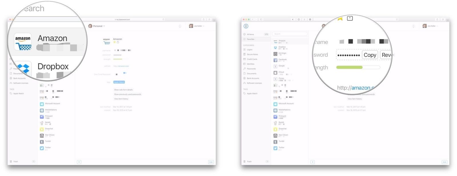 Нажмите на элемент хранилища, наведите курсор