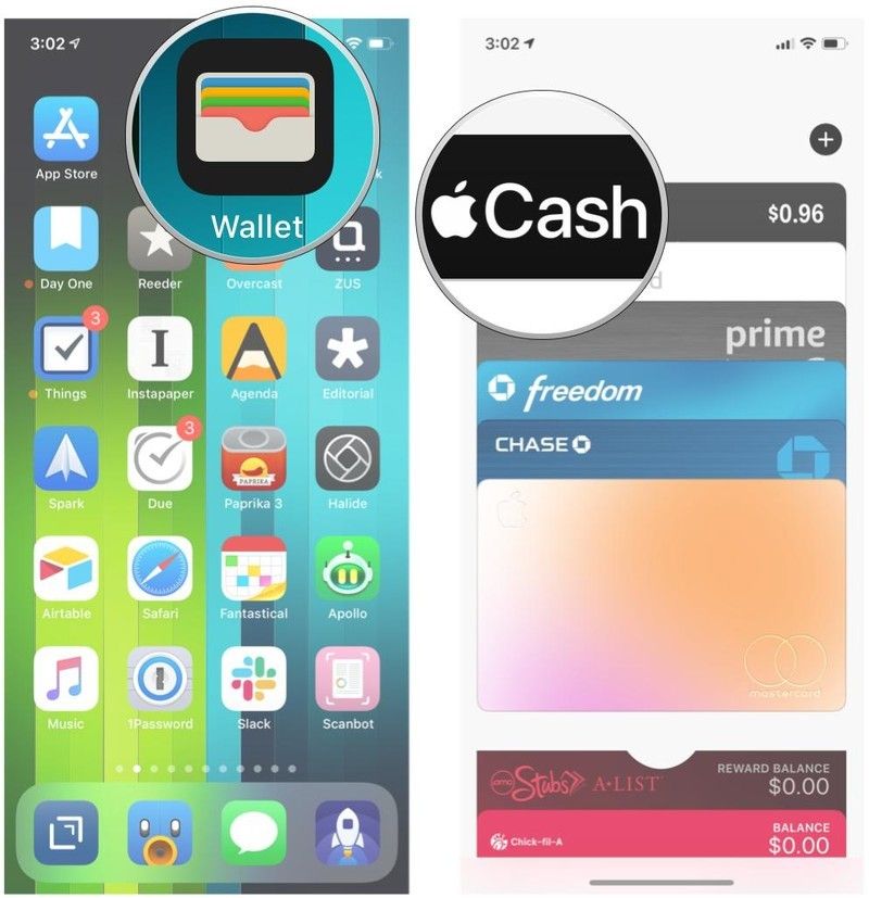 Откройте кошелек, выберите Apple Cash