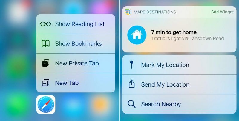сафари-карты 3D Touch